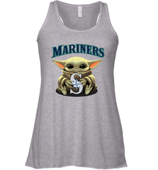 Baby Yoda Hugs Loves The Seattle Mariners Baseball Womens Racerback Tank Top Womens Racerback Tank Top - VeigarTee