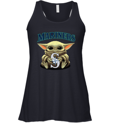 Baby Yoda Hugs Loves The Seattle Mariners Baseball Womens Racerback Tank Top Womens Racerback Tank Top - VeigarTee