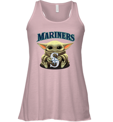 Baby Yoda Hugs Loves The Seattle Mariners Baseball Womens Racerback Tank Top Womens Racerback Tank Top - VeigarTee