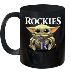 Baby Yoda Hugs Loves The Colorado Rockies Baseball Ceramic Mug 11oz Ceramic Mug 11oz - VeigarTee