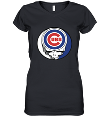 Chicago Cubs Grateful Dead Steal Your Face Baseball Womens V-Neck T-Shirt Womens V-Neck T-Shirt - VeigarTee