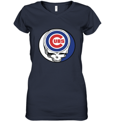 Chicago Cubs Grateful Dead Steal Your Face Baseball Womens V-Neck T-Shirt Womens V-Neck T-Shirt - VeigarTee