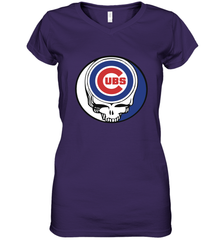 Chicago Cubs Grateful Dead Steal Your Face Baseball Womens V-Neck T-Shirt Womens V-Neck T-Shirt - VeigarTee