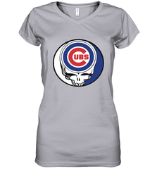 Chicago Cubs Grateful Dead Steal Your Face Baseball Womens V-Neck T-Shirt Womens V-Neck T-Shirt - VeigarTee