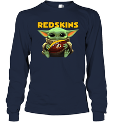 Baby Yoda Loves The Washington Redskins Star Wars Baby Yoda Hugs Redskins NFL Adult Long Sleeve T-Shirt Adult Long Sleeve T-Shirt - VeigarTee