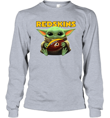 Baby Yoda Loves The Washington Redskins Star Wars Baby Yoda Hugs Redskins NFL Adult Long Sleeve T-Shirt Adult Long Sleeve T-Shirt - VeigarTee