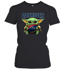 Baby Yoda Loves The New England Patriots Star Wars Baby Yoda Hugs Patriots NFL Womens T-Shirt Womens T-Shirt - VeigarTee