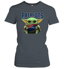 Baby Yoda Loves The New England Patriots Star Wars Baby Yoda Hugs Patriots NFL Womens T-Shirt Womens T-Shirt - VeigarTee