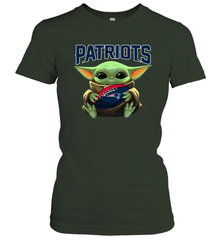 Baby Yoda Loves The New England Patriots Star Wars Baby Yoda Hugs Patriots NFL Womens T-Shirt Womens T-Shirt - VeigarTee