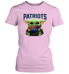 Baby Yoda Loves The New England Patriots Star Wars Baby Yoda Hugs Patriots NFL Womens T-Shirt Womens T-Shirt - VeigarTee