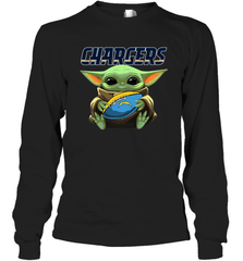 Baby Yoda Loves The Los Angeles Chargers Star Wars Baby Yoda Hugs Chargers NFL Adult Long Sleeve T-Shirt Adult Long Sleeve T-Shirt - VeigarTee