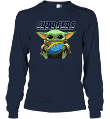 Baby Yoda Loves The Los Angeles Chargers Star Wars Baby Yoda Hugs Chargers NFL Adult Long Sleeve T-Shirt Adult Long Sleeve T-Shirt - VeigarTee