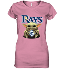 Baby Yoda Hugs Loves The Tampa Bay Rays Baseball Womens V-Neck T-Shirt Womens V-Neck T-Shirt - VeigarTee