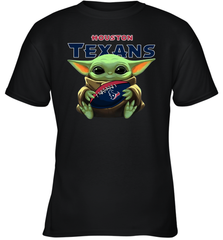 Baby Yoda Loves The Houston Texans Star Wars Baby Yoda Hugs Texans NFL Youth T-Shirt Youth T-Shirt - VeigarTee