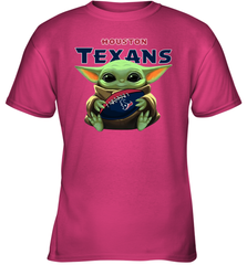 Baby Yoda Loves The Houston Texans Star Wars Baby Yoda Hugs Texans NFL Youth T-Shirt Youth T-Shirt - VeigarTee