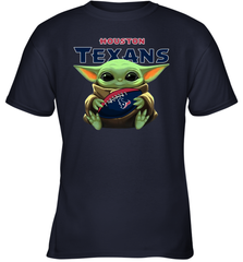 Baby Yoda Loves The Houston Texans Star Wars Baby Yoda Hugs Texans NFL Youth T-Shirt Youth T-Shirt - VeigarTee