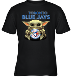 Baby Yoda Hugs Loves The Toronto Blue Jays Baseball Youth T-Shirt