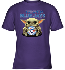 Baby Yoda Hugs Loves The Toronto Blue Jays Baseball Youth T-Shirt Youth T-Shirt - VeigarTee