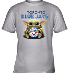 Baby Yoda Hugs Loves The Toronto Blue Jays Baseball Youth T-Shirt Youth T-Shirt - VeigarTee
