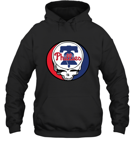Philadelphia Phillies Grateful Dead Steal Your Face Baseball Adult Hoodie Sweatshirt Adult Hoodie Sweatshirt / Black / S Adult Hoodie Sweatshirt - VeigarTee