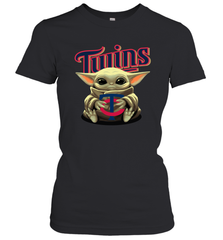 Baby Yoda Hugs Loves The Minnesota Twins Baseball Womens T-Shirt Womens T-Shirt - VeigarTee