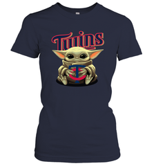 Baby Yoda Hugs Loves The Minnesota Twins Baseball Womens T-Shirt Womens T-Shirt - VeigarTee
