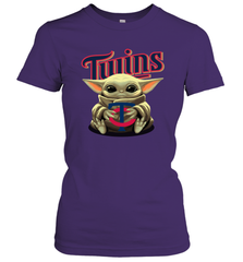 Baby Yoda Hugs Loves The Minnesota Twins Baseball Womens T-Shirt Womens T-Shirt - VeigarTee