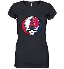 Los Angeles Angels Grateful Dead Steal Your Face Baseball Womens V-Neck T-Shirt Womens V-Neck T-Shirt - VeigarTee