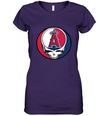 Los Angeles Angels Grateful Dead Steal Your Face Baseball Womens V-Neck T-Shirt Womens V-Neck T-Shirt - VeigarTee