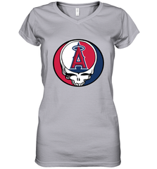 Los Angeles Angels Grateful Dead Steal Your Face Baseball Womens V-Neck T-Shirt Womens V-Neck T-Shirt - VeigarTee