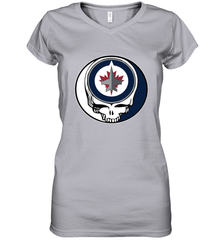 Winnipeg Jets Grateful Dead Steal Your Face Hockey NHL Womens V-Neck T-Shirt Womens V-Neck T-Shirt - VeigarTee
