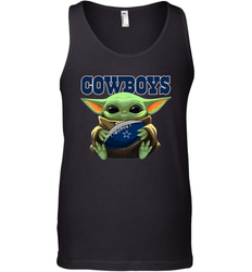 Baby Yoda Loves The Dallas Cowboys Star Wars Baby Yoda Hugs Cowboys NFL Mens Tank Top