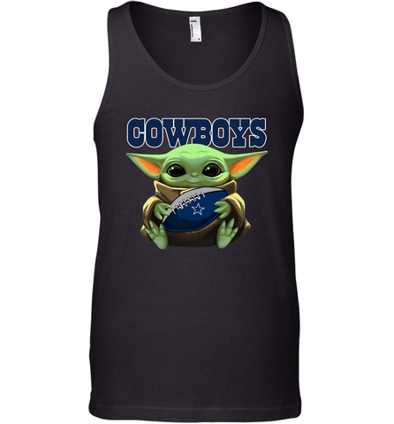 Baby Yoda Loves The Dallas Cowboys Star Wars Baby Yoda Hugs Cowboys NFL Mens Tank Top Mens Tank Top / Black / XS Mens Tank Top - VeigarTee