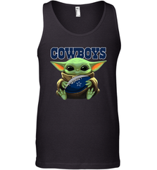 Baby Yoda Loves The Dallas Cowboys Star Wars Baby Yoda Hugs Cowboys NFL Mens Tank Top Mens Tank Top - VeigarTee