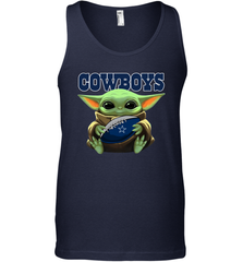 Baby Yoda Loves The Dallas Cowboys Star Wars Baby Yoda Hugs Cowboys NFL Mens Tank Top Mens Tank Top - VeigarTee