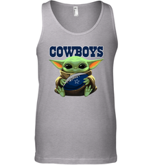 Baby Yoda Loves The Dallas Cowboys Star Wars Baby Yoda Hugs Cowboys NFL Mens Tank Top Mens Tank Top - VeigarTee