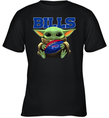 Baby Yoda Loves The Buffalo Bills Star Wars Baby Yoda Hugs Bills NFL Youth T-Shirt Youth T-Shirt - VeigarTee
