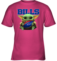 Baby Yoda Loves The Buffalo Bills Star Wars Baby Yoda Hugs Bills NFL Youth T-Shirt Youth T-Shirt - VeigarTee