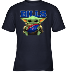Baby Yoda Loves The Buffalo Bills Star Wars Baby Yoda Hugs Bills NFL Youth T-Shirt Youth T-Shirt - VeigarTee