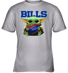 Baby Yoda Loves The Buffalo Bills Star Wars Baby Yoda Hugs Bills NFL Youth T-Shirt Youth T-Shirt - VeigarTee