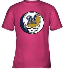 Milwaukee Brewers Grateful Dead Steal Your Face Baseball Youth T-Shirt Youth T-Shirt - VeigarTee