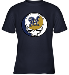 Milwaukee Brewers Grateful Dead Steal Your Face Baseball Youth T-Shirt Youth T-Shirt - VeigarTee