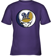 Milwaukee Brewers Grateful Dead Steal Your Face Baseball Youth T-Shirt Youth T-Shirt - VeigarTee