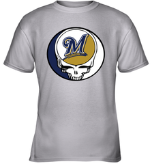Milwaukee Brewers Grateful Dead Steal Your Face Baseball Youth T-Shirt Youth T-Shirt - VeigarTee