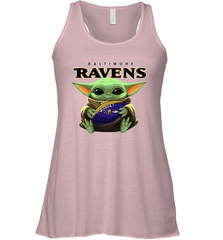 Baby Yoda Loves The Baltimore Ravens Star Wars Baby Yoda Hugs Ravens NFL Womens Racerback Tank Top Womens Racerback Tank Top - VeigarTee