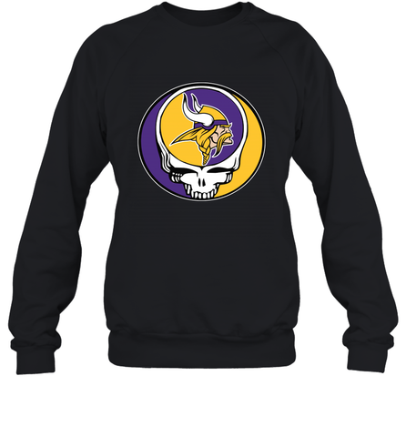 Minnesota Vikings Grateful Dead Steal Your Face NFL Football Adult Sweatshirt Adult Sweatshirt / Black / S Adult Sweatshirt - VeigarTee
