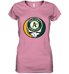 Oakland Athletics Grateful Dead Steal Your Face Baseball Womens V-Neck T-Shirt Womens V-Neck T-Shirt - VeigarTee