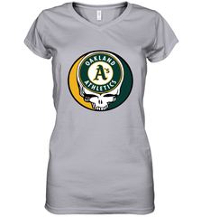 Oakland Athletics Grateful Dead Steal Your Face Baseball Womens V-Neck T-Shirt Womens V-Neck T-Shirt - VeigarTee