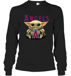 Baby Yoda Hugs Loves The Los Angeles Angels Baseball Adult Long Sleeve T-Shirt