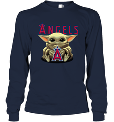 Baby Yoda Hugs Loves The Los Angeles Angels Baseball Adult Long Sleeve T-Shirt